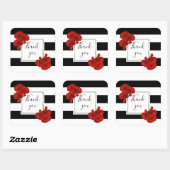 Rode papaver op zwarte & witte achtergrond vierkante sticker (Vel)