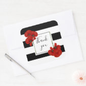 Rode papaver op zwarte & witte achtergrond vierkante sticker (Envelop)