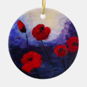 Rode papaver Paars Ornament (Voorkant)