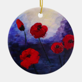 Rode papaver Paars Ornament