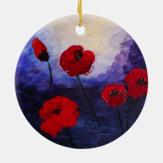 Rode papaver Paars Ornament (Achterkant)