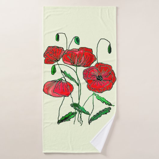 Rode papaver - papavers - schilderijen badhanddoek (Badhanddoek)