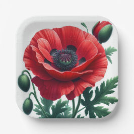 rode papaver papieren bordje