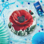 rode papaver papieren bordje (Feest)