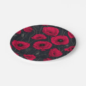 Rode papaver papieren bordje (Gekanteld)