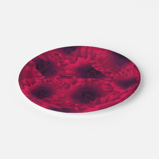 Rode papaver papieren bordje (Gekanteld)