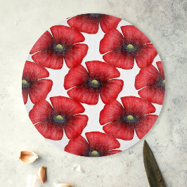 Rode papaver patroon decoratieve glas snijplank