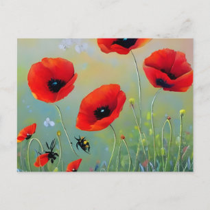 Rode papaver Planten Briefkaart