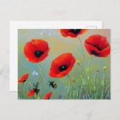 Rode papaver Planten Briefkaart (Voorkant / Achterkant)