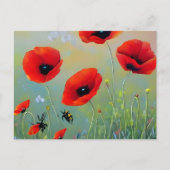 Rode papaver Planten Briefkaart (Voorkant)