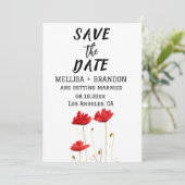 Rode papaver Poppy Bloemen Rustieke Bruiloft Kaart (Staand voorkant)