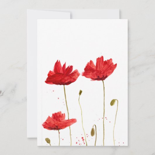 Rode papaver Poppy Bloemen Rustieke Bruiloft Kaart (Achterkant)