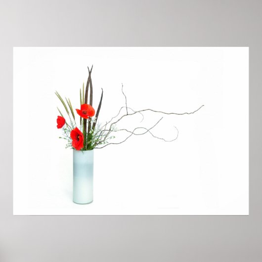 rode papaver - regeling ikebana poster (Voorkant)