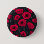 Rode papaver ronde button 5,7 cm (Voorkant)