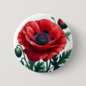 rode papaver ronde button 5,7 cm (Voorkant)