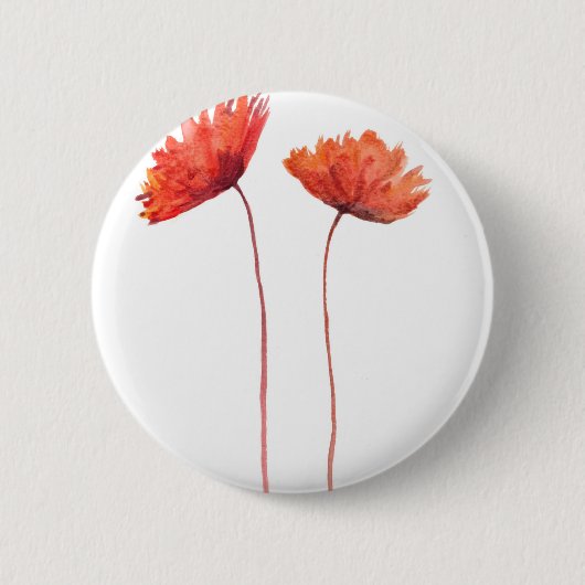 Rode papaver ronde button 5,7 cm (Voorkant)