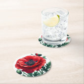 rode papaver ronde kartonnen onderzetter (Insitu)