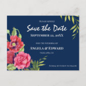 Rode papaver roze roodbruin die de datum bewaart aankondigingskaart (Voorkant)