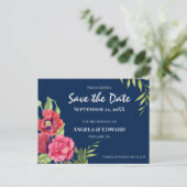 Rode papaver roze roodbruin die de datum bewaart aankondigingskaart (Staand voorkant)