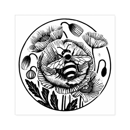 rode papaver rubberstempel (Afrduk)