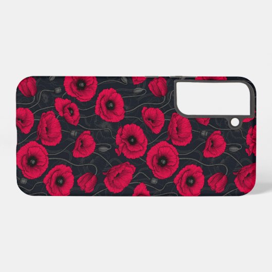 Rode papaver samsung galaxy hoesje (Achterkant horizontaal)