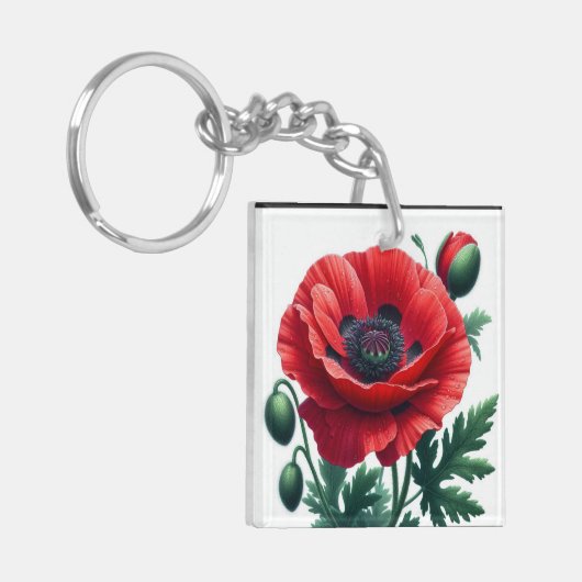 rode papaver sleutelhanger (Voorkant Links)