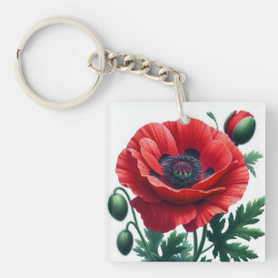 rode papaver sleutelhanger