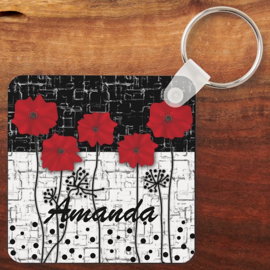 Rode papaver sleutelhanger (Achterkant)