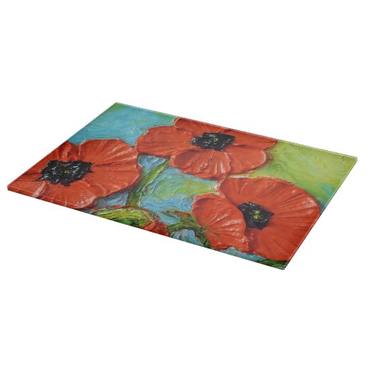 Rode papaver snijplank (Hoek)