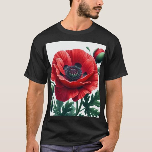 rode papaver t-shirt (Voorkant)