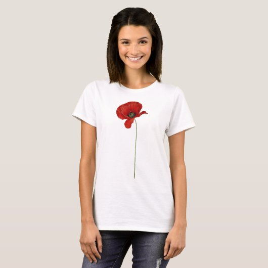  rode papaver t-shirt (Voorkant volledig)