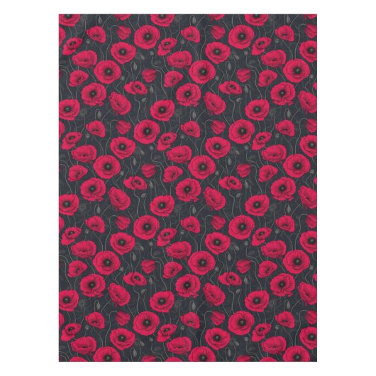 Rode papaver tafelkleed (Voorkant)
