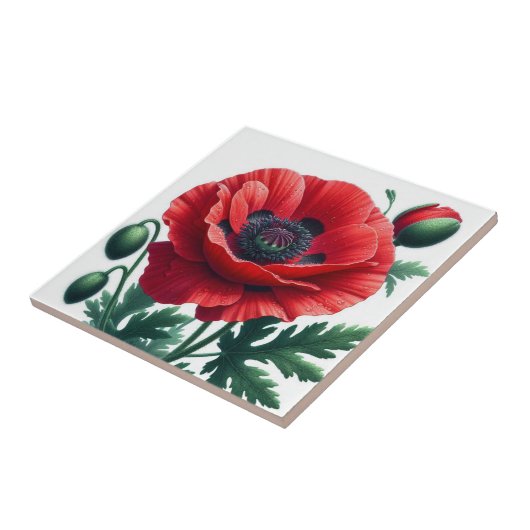 rode papaver tegeltje (Zijkant)