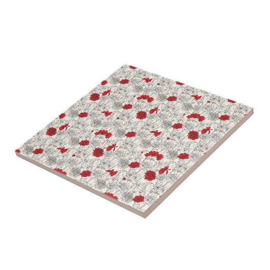 Rode papaver tegeltje (Zijkant)