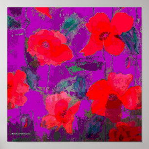 rode papaver tegen paarse achtergrond poster