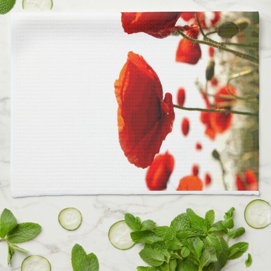 Rode papaver theedoek (Gevouwen)