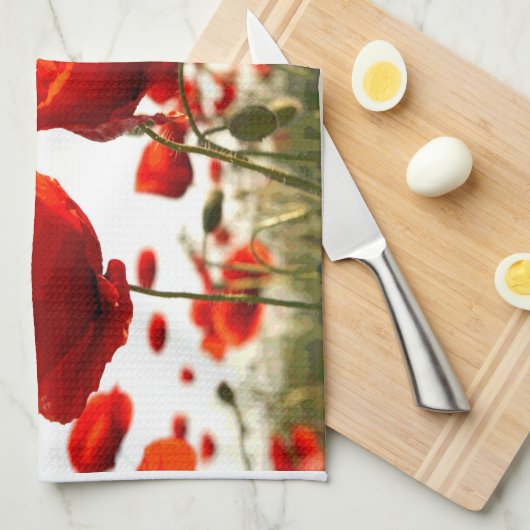 Rode papaver theedoek (Quarter Fold)