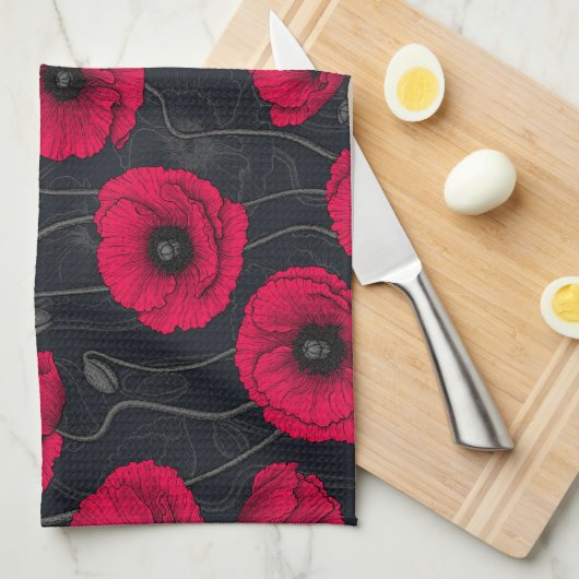 Rode papaver theedoek (Quarter Fold)