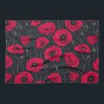 Rode papaver theedoek<br><div class="desc">Papavers bloemen,  met de hand verven in Photoshop,  naadloos patroon.</div>