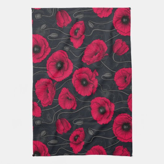 Rode papaver theedoek (Verticaal)