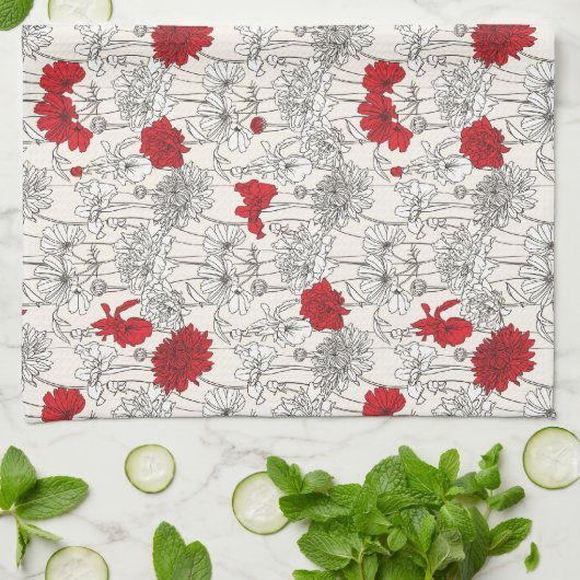 Rode papaver theedoek (Gevouwen)