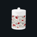 Rode papaver theepot<br><div class="desc">Rood Poppies girly chique bloemen beige bloemen</div>
