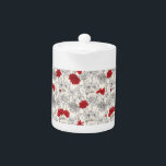Rode papaver theepot<br><div class="desc">Rood Poppies girly chique bloemen beige bloemen</div>