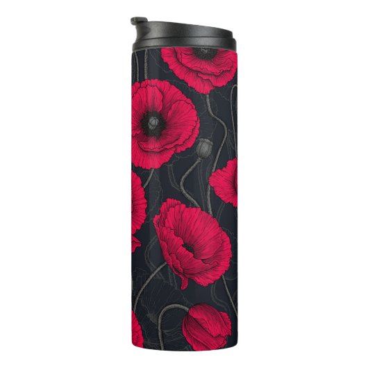 Rode papaver thermosbeker (Geroteerd rechts)