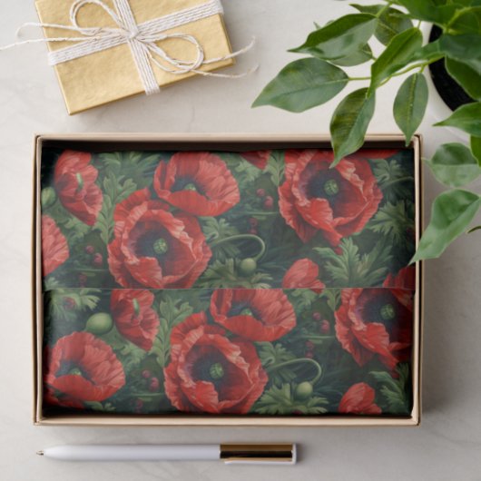 Rode papaver tissuepapier (Geschenk)