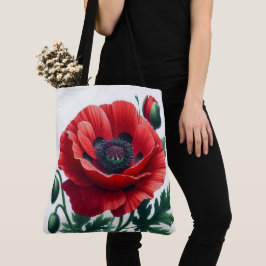 rode papaver tote bag
