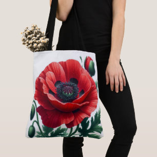 rode papaver tote bag