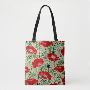  rode papaver tote bag