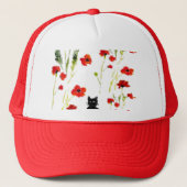 Rode papaver trucker pet (Voorkant)