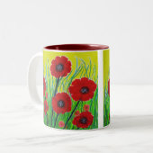 Rode papaver tweekleurige koffiemok (Voorkant links)
